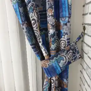 Mavi Etnik Fon Perde- Çok Renkli 3