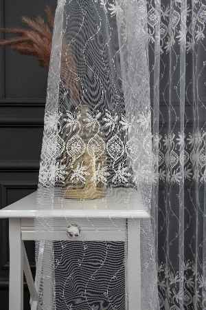 Brode Yoğun İşlemeli Tül Perde Çok Dökümlü - Ütü İstemez - İtinalı Dikiş