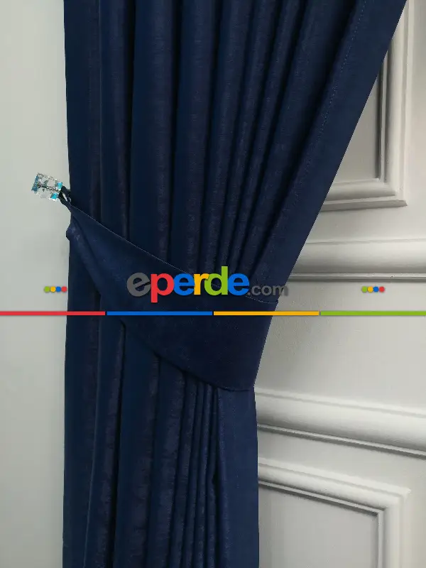 Salon - Soft Fon Perde Parlament Mavisi Dökümlü En - Mavi