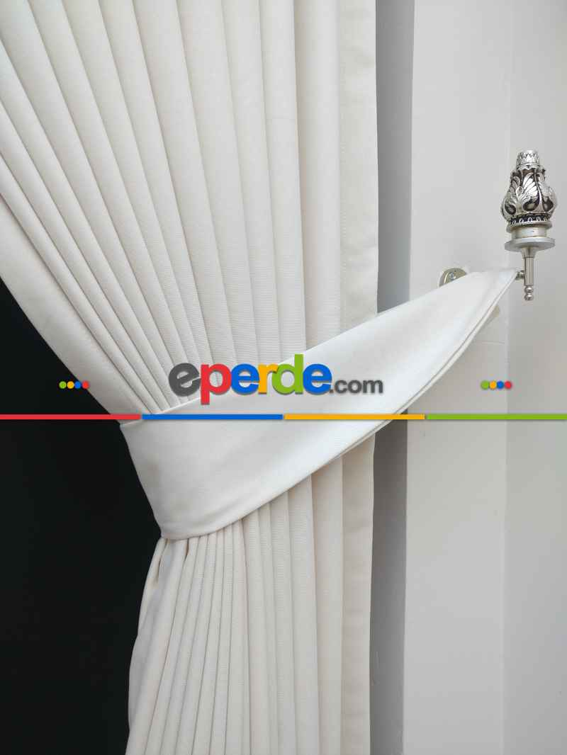 Düz Renk Dökümlü Fon Perde (150)- Beyaz