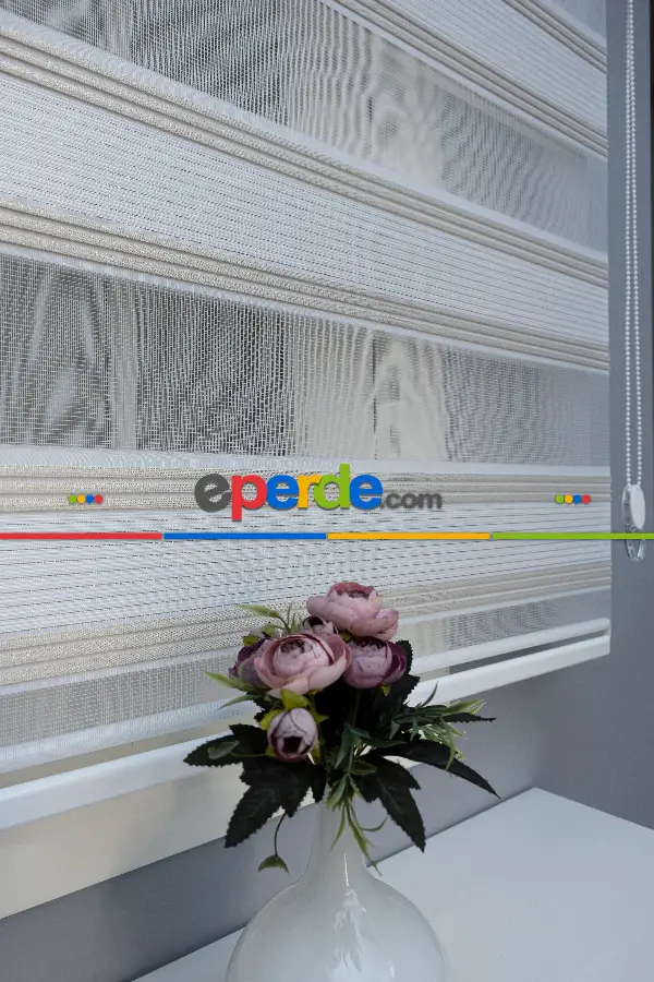 Salon Zebra Perde - Zebra Perde Simli Pileli Yüksek Kalite Pliseli Zebra - Kornişe Kolay Montaj Ayağı Seçenekli - Standart Metal Kasalı