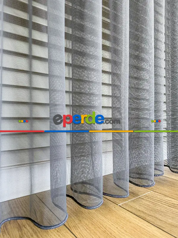 Bebek Odası Tül Perde - Koyu Gri Grek Zemin Düz Tül Perde - Kurşunlu