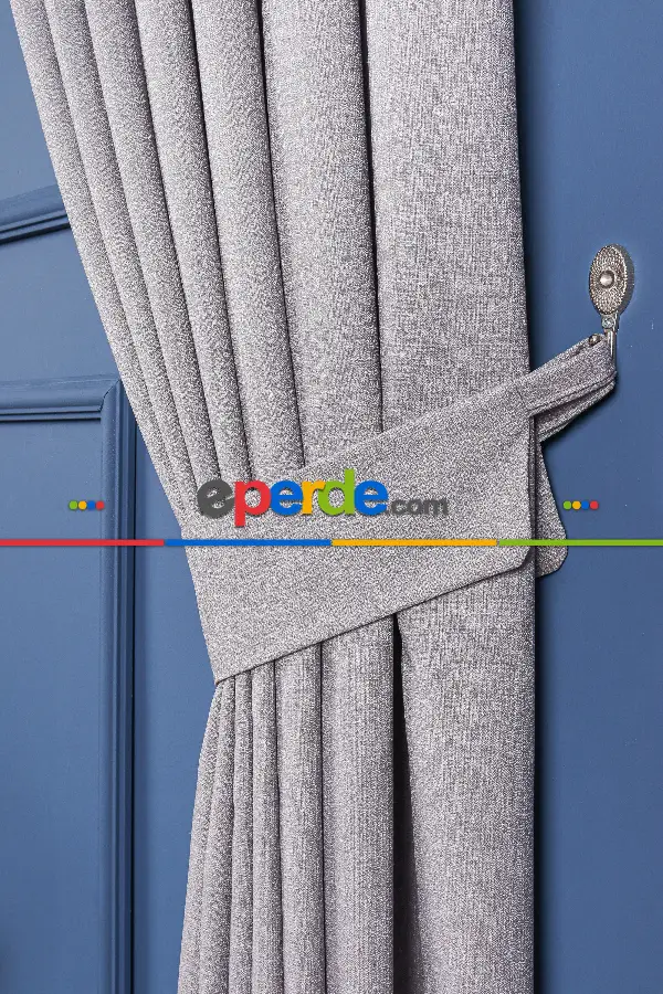 Yatak Odası - Gri Jakar Dokuma Fon Perde