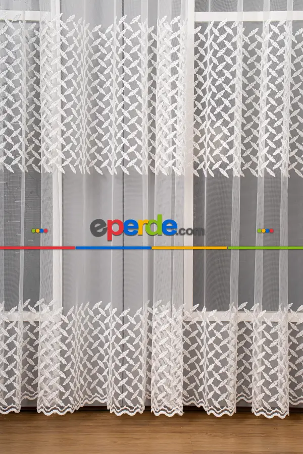 Kampanyalı Brode Tül Perde - Ekru