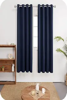 Lacivert Perde Kuşgözü Rustik Perde Halka Kuşgözü Boru İçin Perde