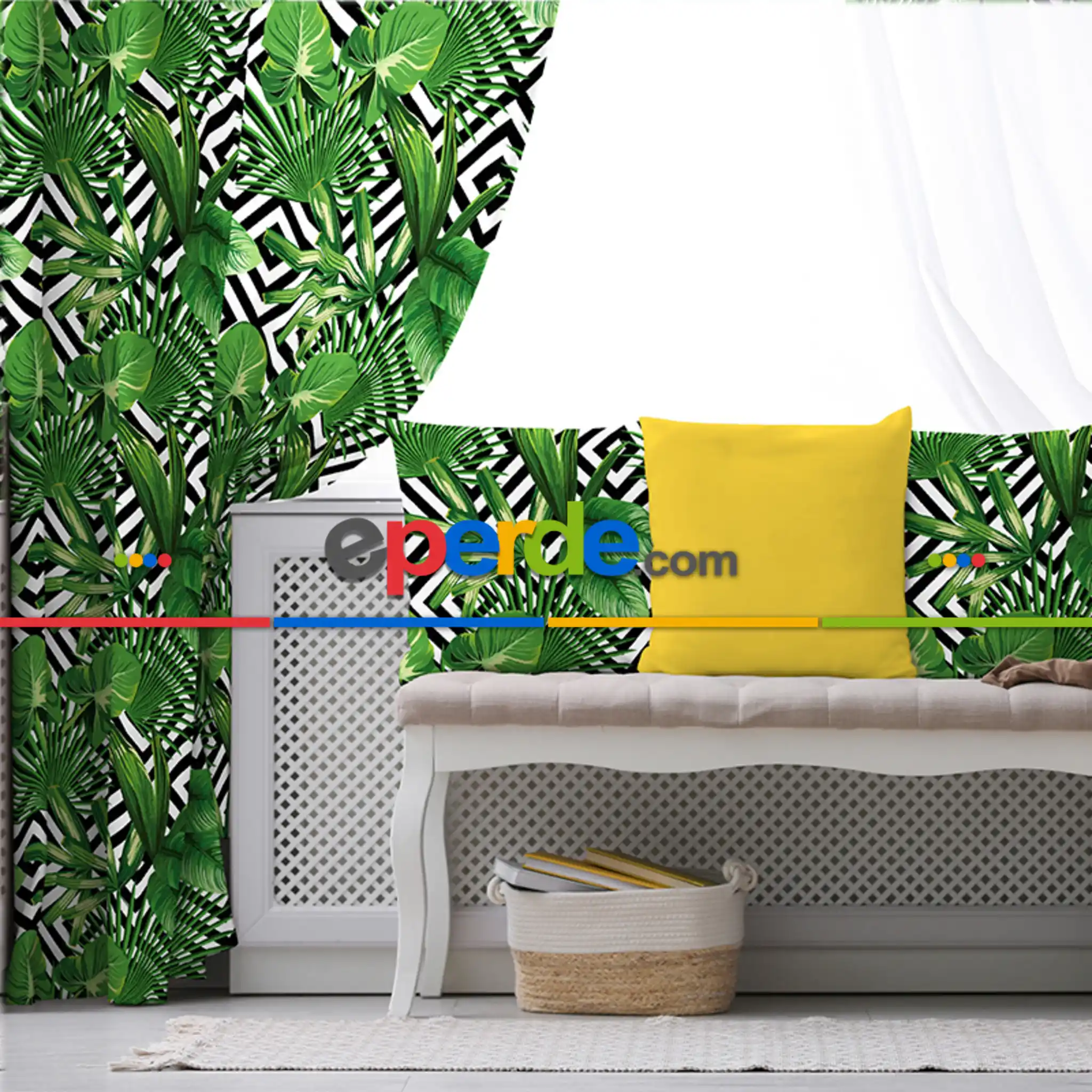 Tropikal Fon Perde Evim K-22 Kumaşı Kalındır Duck Bezi Değildir