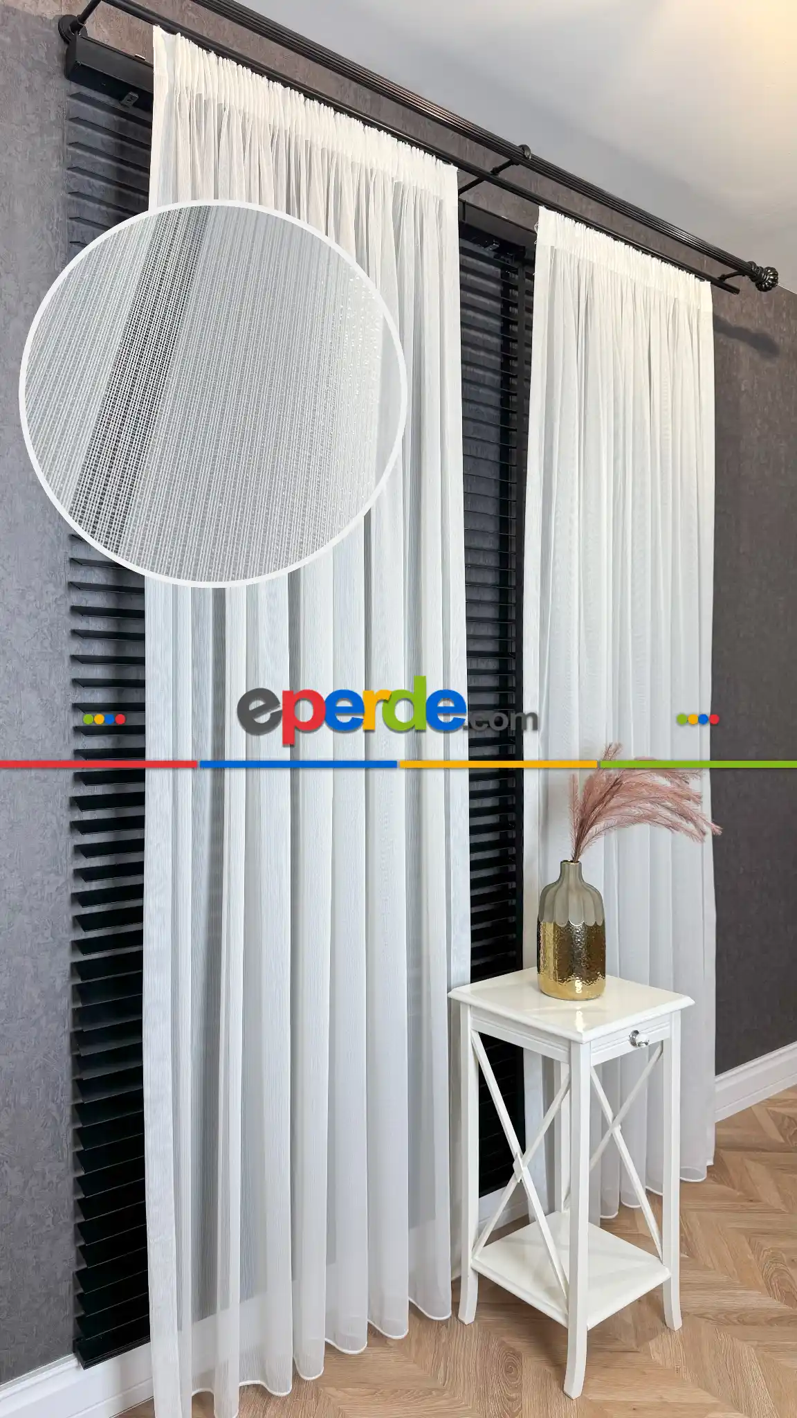 Brillant, Ekru, Işıltılı, Büzgülü Ekstraforlu, Tül Perde