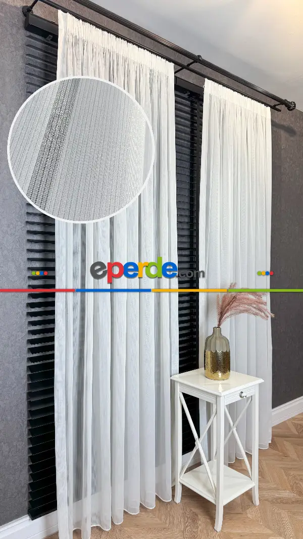 Brillant, Ekru, Işıltılı, Büzgülü Ekstraforlu, Tül Perde