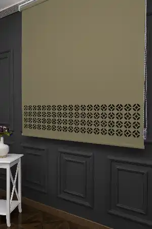 Yatak Odası - Bej Renk Lazer Kesim Mat Stor Perde (ister Düz - İster Lazer Kesimli Satın Alın)