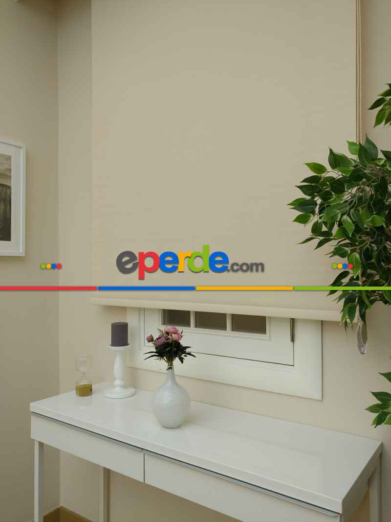Mutfak Stor - Düz Stor Perde Pvc Thın Mat Krem - Yıkanabilir Stor- Krem