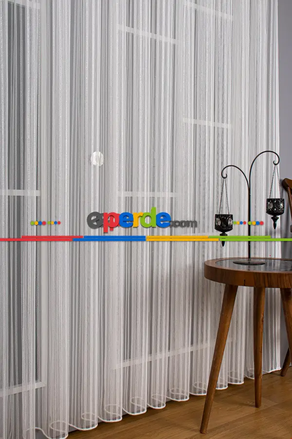 Modern Simli Düz Çizgili Makarna Desen Tül 1:kalite (dikim Ücreti Fiyata Dahildir)