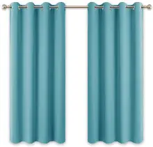 Turkuaz Mavi Perde Kuşgözü Rustik Perde Halka Kuşgözü Boru İçin Perde