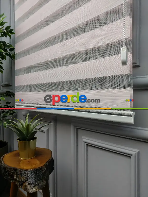 Salon Zebra Perde - 2021 Sezonu - Zebra Perde - Bambu Zebra Perde- Pembe Açık