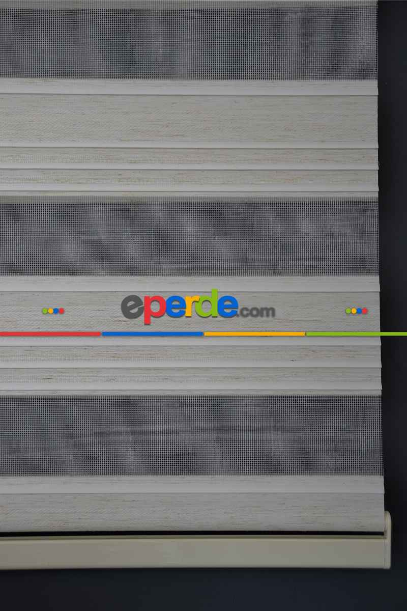 Halim Perdesan Plz-800 Keten & Beyaz Renk Etekli Veya Eteksiz Zebra Stor Perde