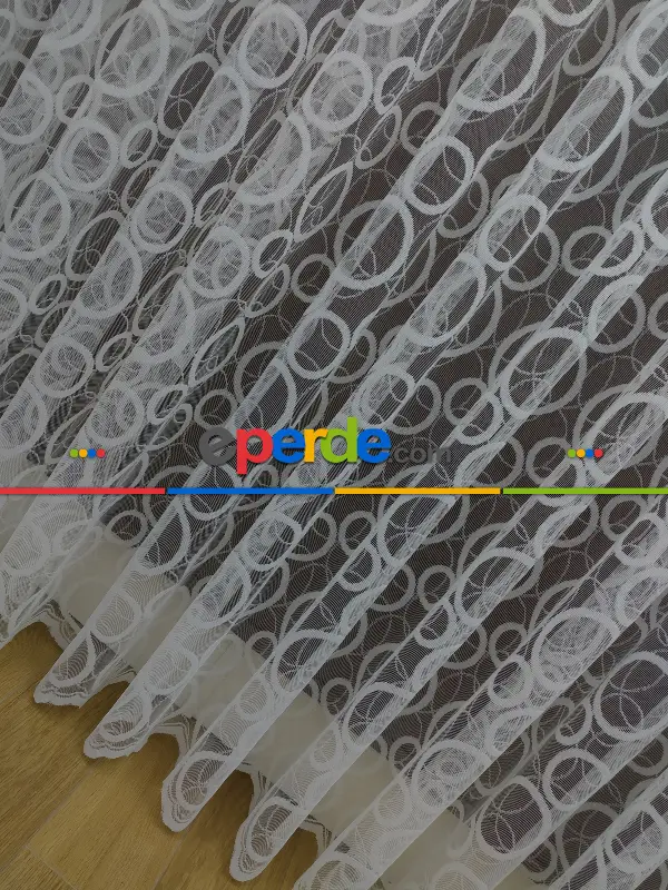 Spor Desen Fransız Dantel Tül Perde & Kruvaze Perde- Ekru