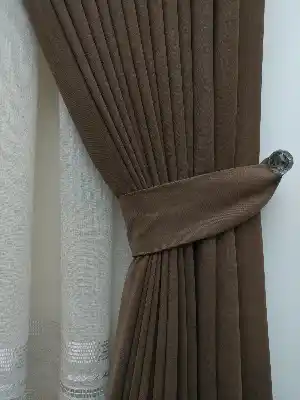Kahve - Düz Fon Perde ( En 150cm Dökümlü Fon Perde )- Kahve