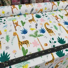 Bebek Odası Fon - Zürafa Ve Maymun Desenli Fon Perde Evm1088-3 Kumaşı Kalındır Duck Bezi Değildir- Siyah