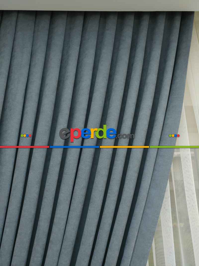 Gri Düz Sade Fon Perde ( Dökümlü Fon )- Gri-füme-antrasit