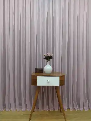 Toz Pembe Ekru Degrade Geçişli Düz Tül Perde- Pembe-pembe Açık-ekru - Kurşunlu Tül