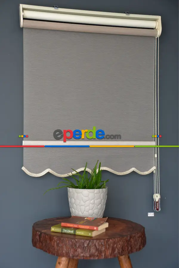 Halim Perdesan Vt-05 Karamel Renk Etekli Veya Eteksiz Çift Mekanizmalı Tül Stor Perde