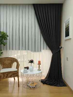 Keten Füme Antrasit Renk Düz Fon Perde ( )- Füme