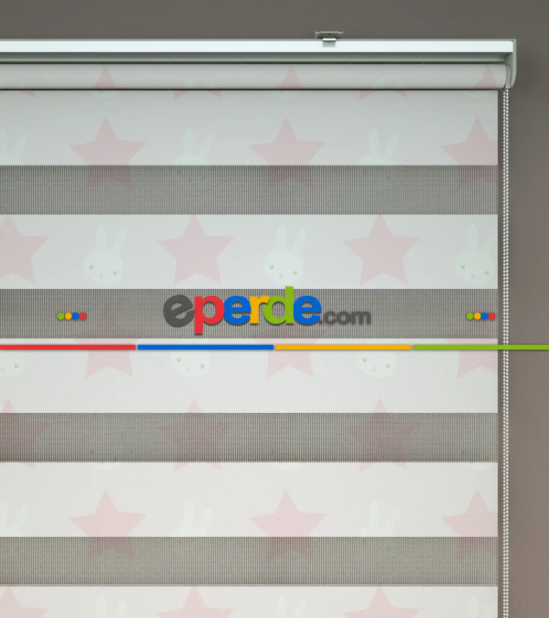 Yıldız Desenli Baskılı Zebra Perde- Çok Renkli