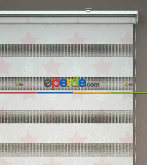 Yıldız Desenli Baskılı Zebra Perde- Çok Renkli