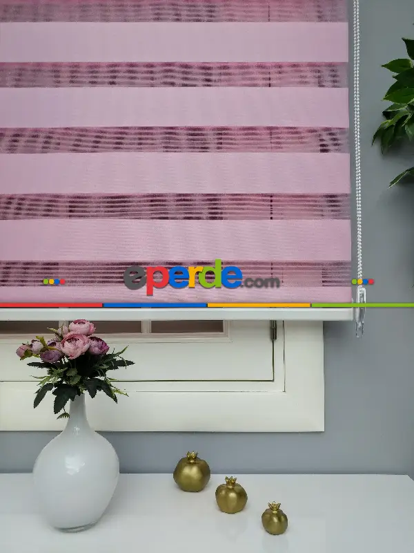 Pembe Zebra Perde - Düz Zebra Perde