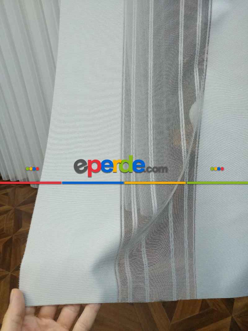 Mutfak - Lens Akıllı Dikey Tül Perde 110- Beyaz-gümüş-antrasit