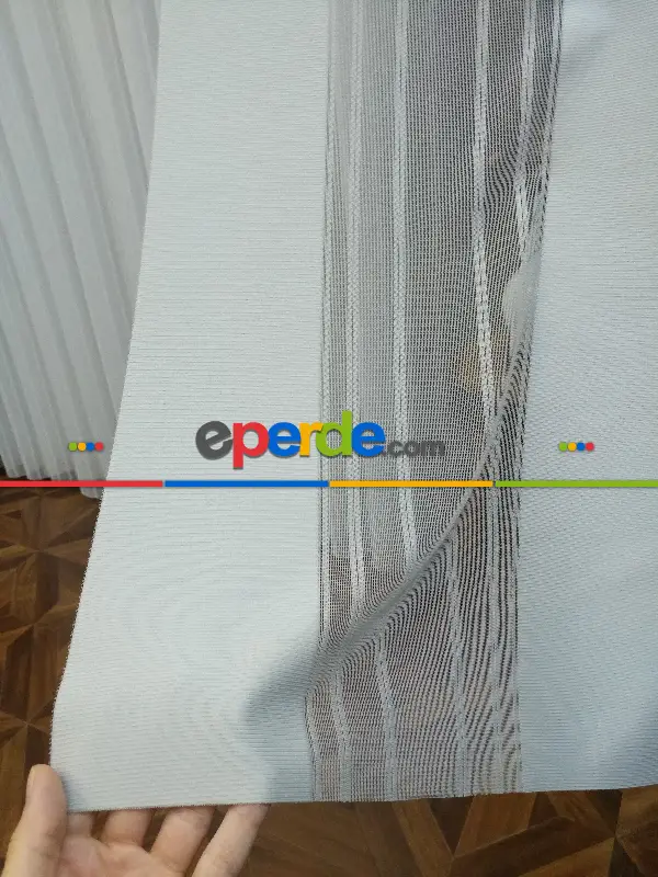 Lens Akıllı Dikey Tül Perde 110- Beyaz-gümüş-antrasit