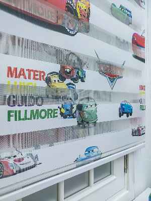 Zebra Perde- Dijital Şimşek Mcqueen Baskılı Zebra Perde- Mavi-kırmızı-sarı