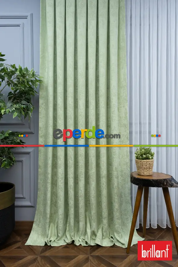 Brillant Jakar Desen Fon Perde(Dökümlü Fon )- Su Yeşili