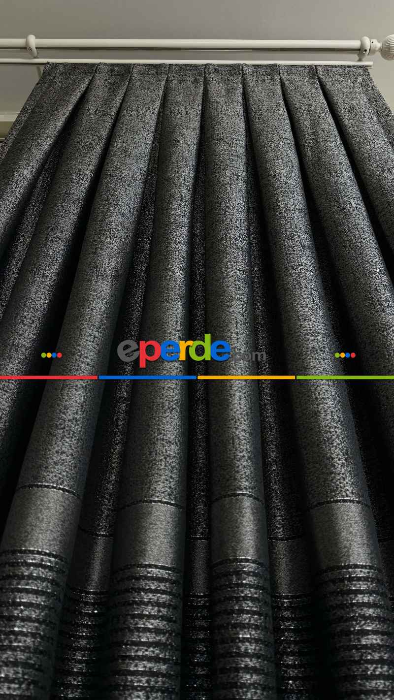 Antrasit Gri Jakar Dokuma Çizgili Pano Fon Perde