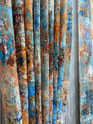 Modern Desenli Fon Perde 7 - ( Kalın Pamuklu Kumaş)- Kahve Venge-mavi Açık-mavi Koyu-ekru-hardal Sarısı