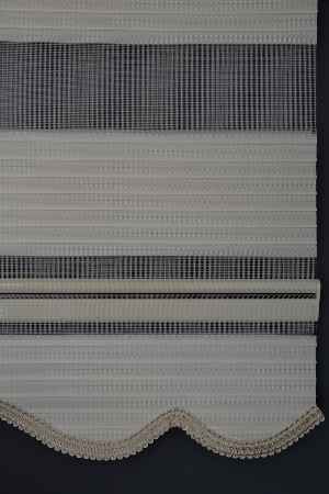 Oturma Odası - Halim Perdesan Gp-02 Ekru Renk Etekli Veya Eteksiz Geniş Pliseli Zebra Stor Perde