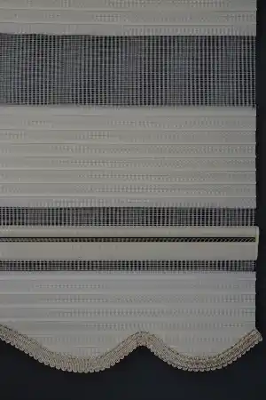 Halim Perdesan Gp-02 Ekru Renk Etekli Veya Eteksiz Geniş Pliseli Zebra Stor Perde