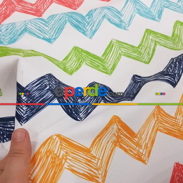 Suluboya Zikzag Desenli Fon Perde Evm752-2 Kumaşı Kalındır Duck Bezi Değildir- Lacivert-Beyaz-Turkuaz-Hardal Sarısı-Fıstık Yeşili 