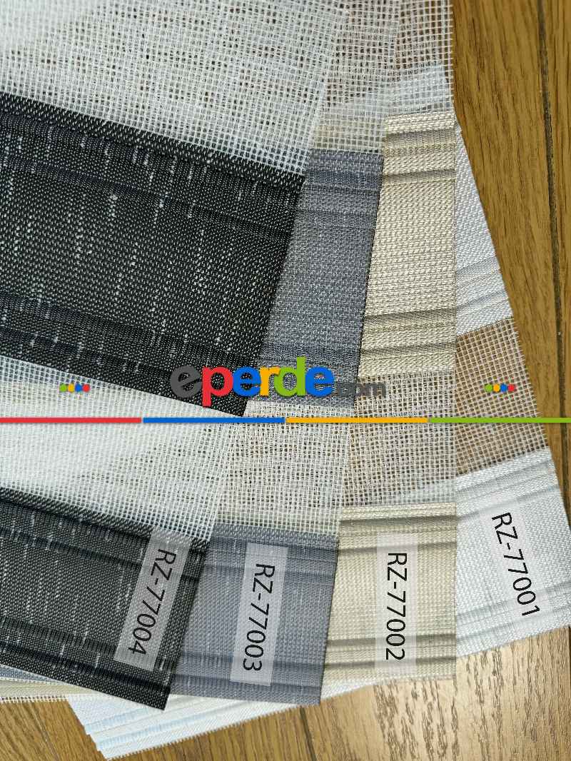 Gri Yarım Pliseli Zebra Perde, Standart Metal Kasalı Yüksek Kalite Kornişe Kolay Montaj Seçenekli