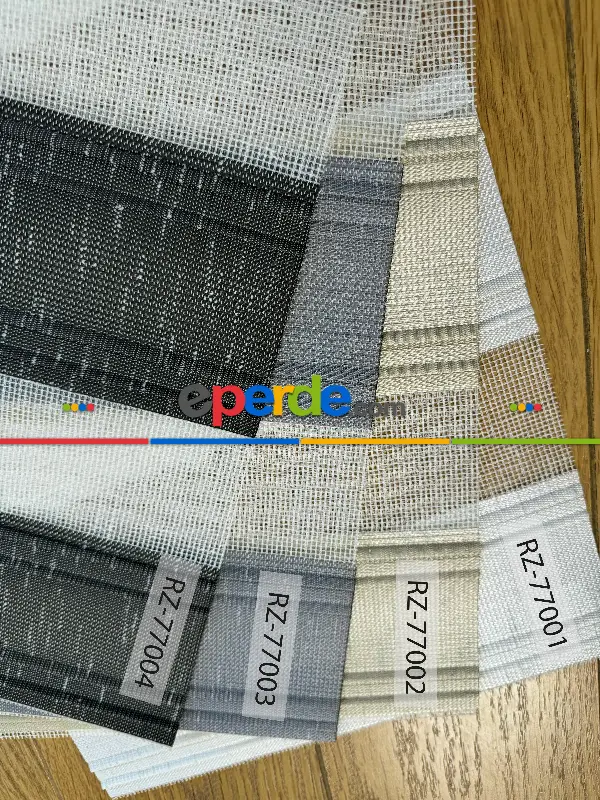 Yatak Odası Gri Yarım Pliseli Zebra Perde, Standart Metal Kasalı Yüksek Kalite Kornişe Kolay Montaj Seçenekli