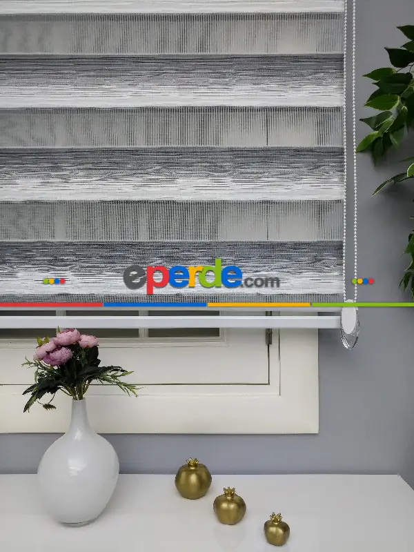 Renk Geçişli Pliseli Zebra Gri-beyaz Yeni Sezon Perle Home