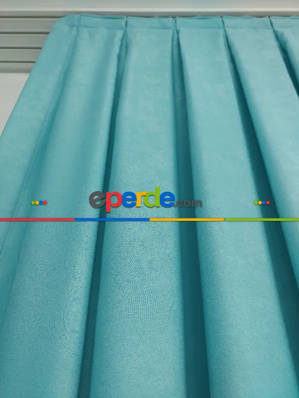 Salon - Soft Fon Perde Turkuaz Mavisi Dökümlü En - Turkuaz