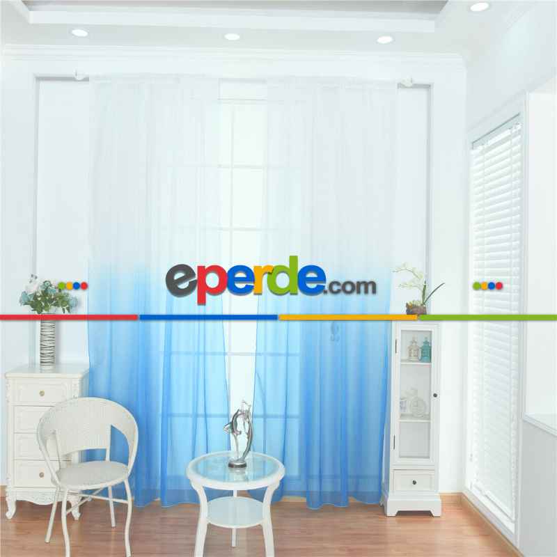 Yatak Odası - Renkli Tül Pastel Renk Tül Tasarım Yeni Trend Mavi Tül