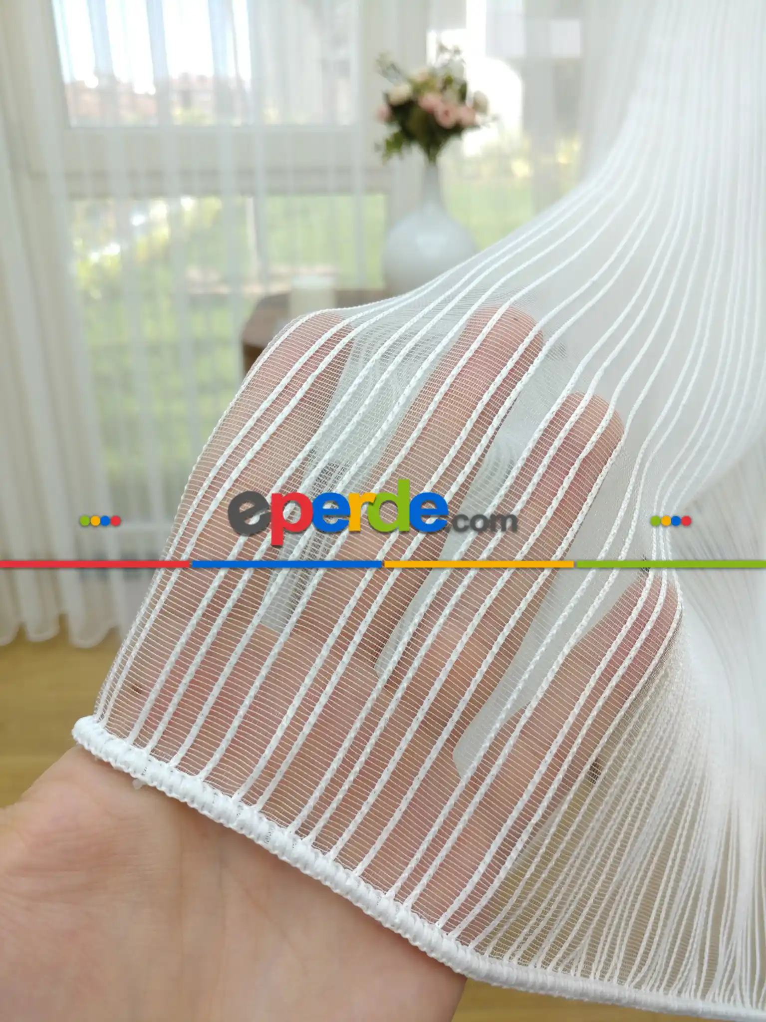 Salon Tül Perde - Brillant Zincir Desenli Düz Armür Tül Perde - Yüksek Gramajlı - (ütü Gerektirmez)- Ekru