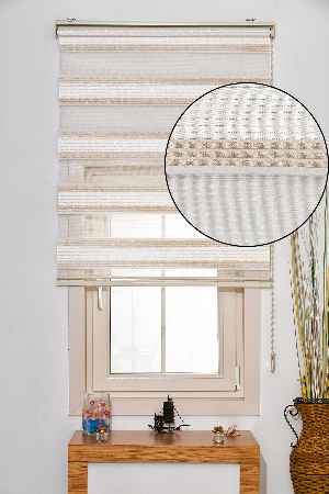 %25 İndirimli!!! Pilise Star Altın Sarısı Pliseli Zebra Perde - Krem-altın Simli