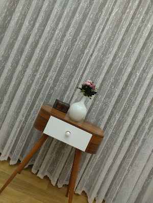 Özel Örme Dokulu Tül Perde- Ekru