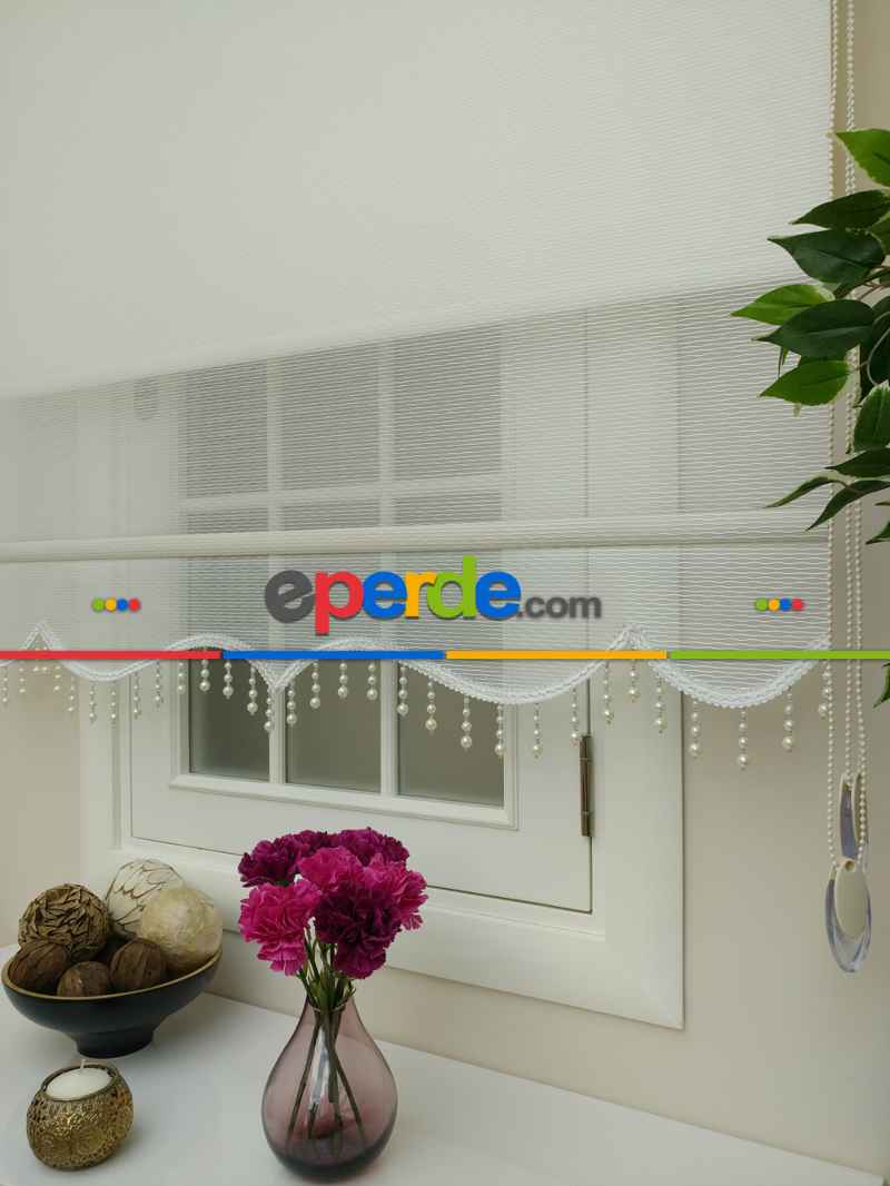 Tül Stor Perde - Yeni Sezon !! Çiftli Sistem Tül Ve Stor Perde - Boğma Tül- Ekru