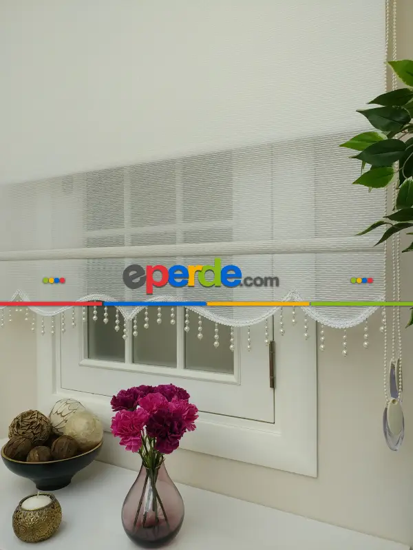 Tül Stor Perde - Yeni Sezon !! Çiftli Sistem Tül Ve Stor Perde - Boğma Tül- Ekru