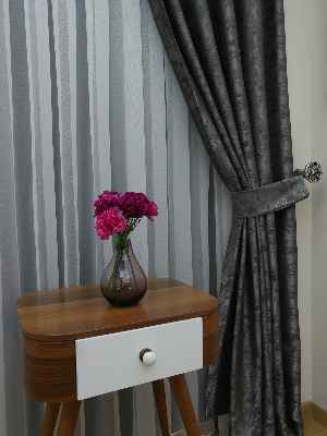 Gri - Katyonik Jakar Fon Perde- Gri-füme-antrasit