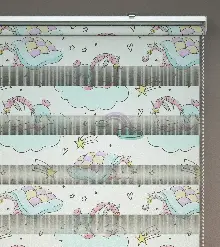 Unicorn Desenli Baskılı Zebra Perde- Çok Renkli