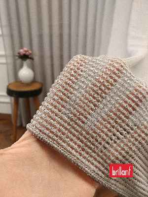 Brillant Örme Dantel Gri Renk Yüksek Gramajlı Dökümlü Tül Perde- Gri Açık - Kurşunlu Tül